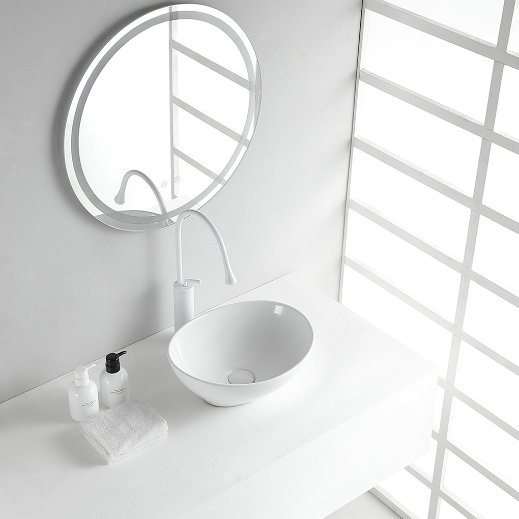 Wiesbaden Barco Waskom Ovaal Keramiek 40x33cm Glans Wit